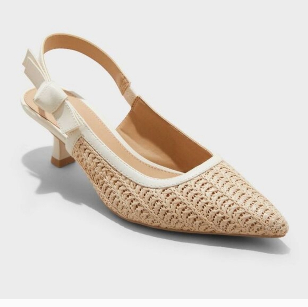A New Day Milan Cream Slingback Heels